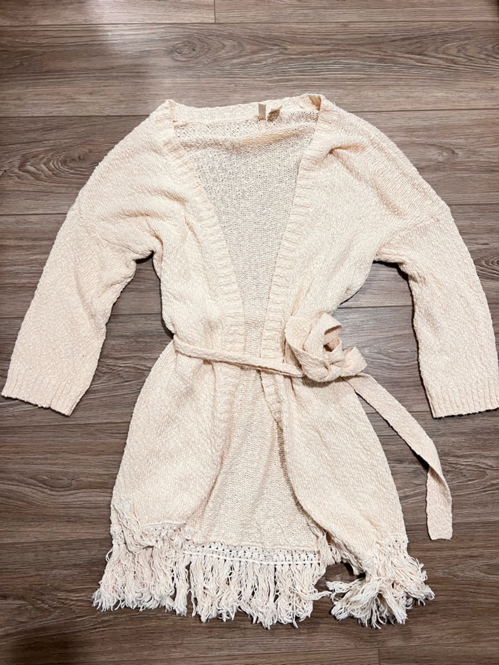 Divided Cream Open Knit Fringe Cardigan